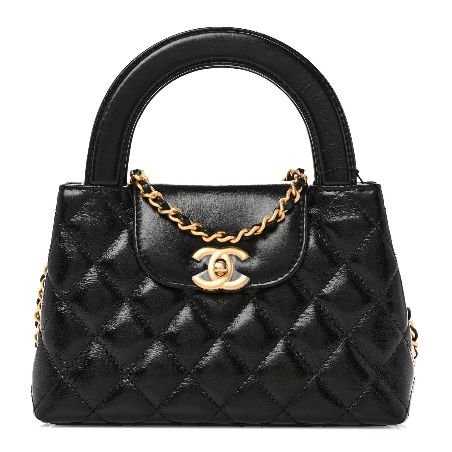 Chanel Shiny Aged Calfskin Quilted Nano Kelly Shopper Black 1 of 11