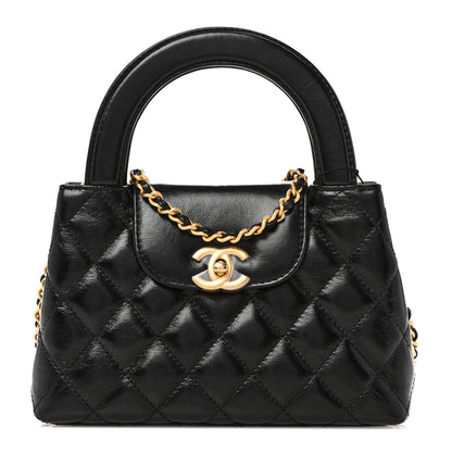 Chanel Shiny Aged Calfskin Quilted Nano Kelly Shopper Black 1 of 11