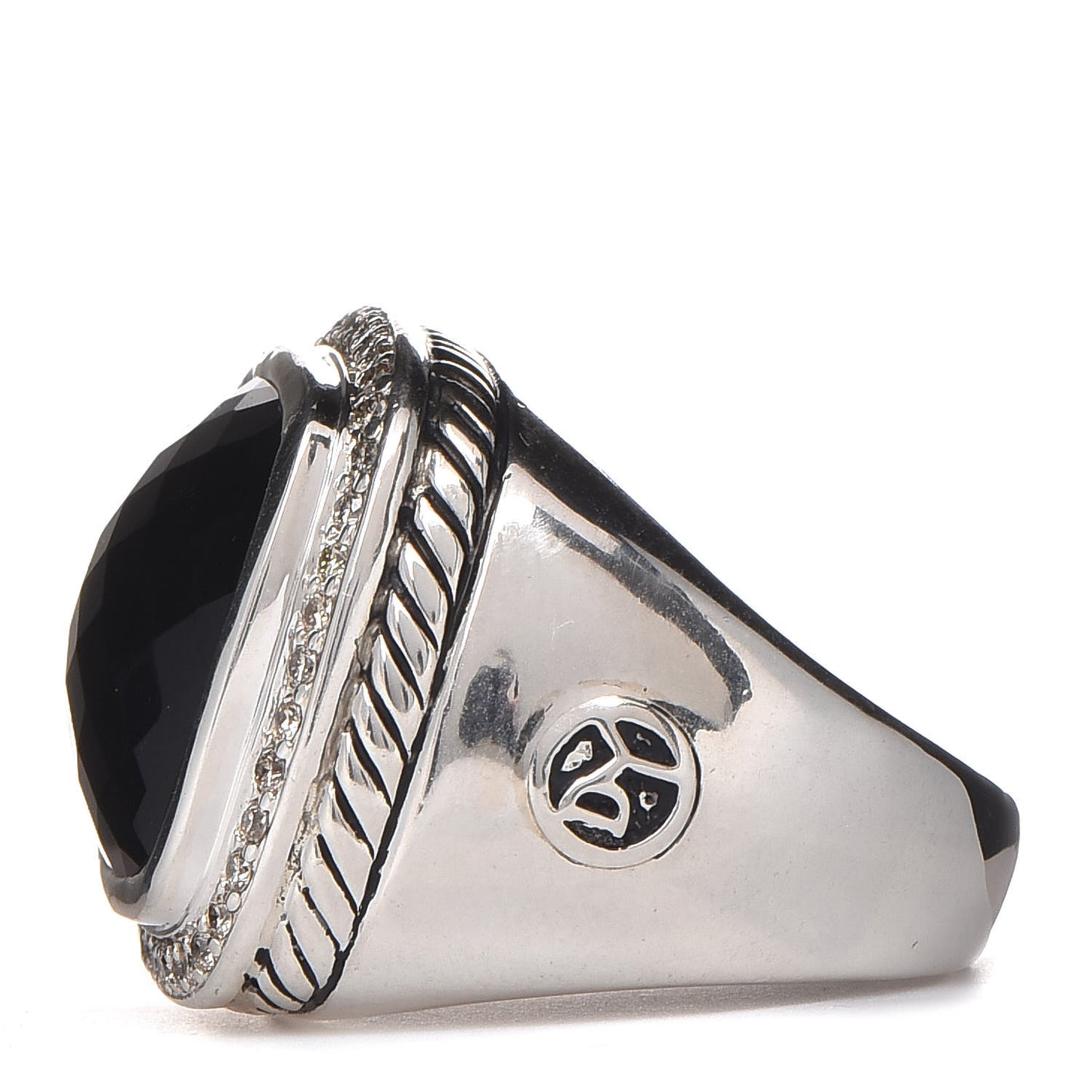 Sterling Silver Diamond Black Onyx 14mm Albion Statement Ring 51 5.75