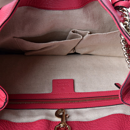 Gucci Pebbled Calfskin Medium Soho Chain Shoulder Bag Pink 4 of 9