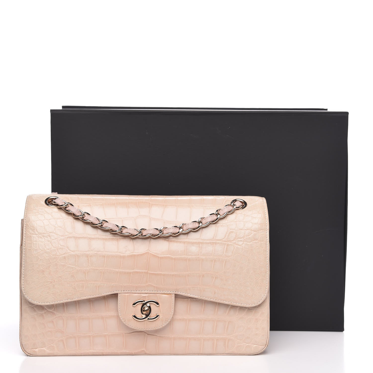 Chanel Alligator Jumbo Double Flap Light Pink 12 of 16