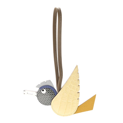 Hermes Epsom Chevre Mysore Swift Alligator Lizard Birdy Bag Charm Jaune Ambre Vanille Gris Fonce Bleu Saphir Bleu Glacier Etoupe 1 of 5