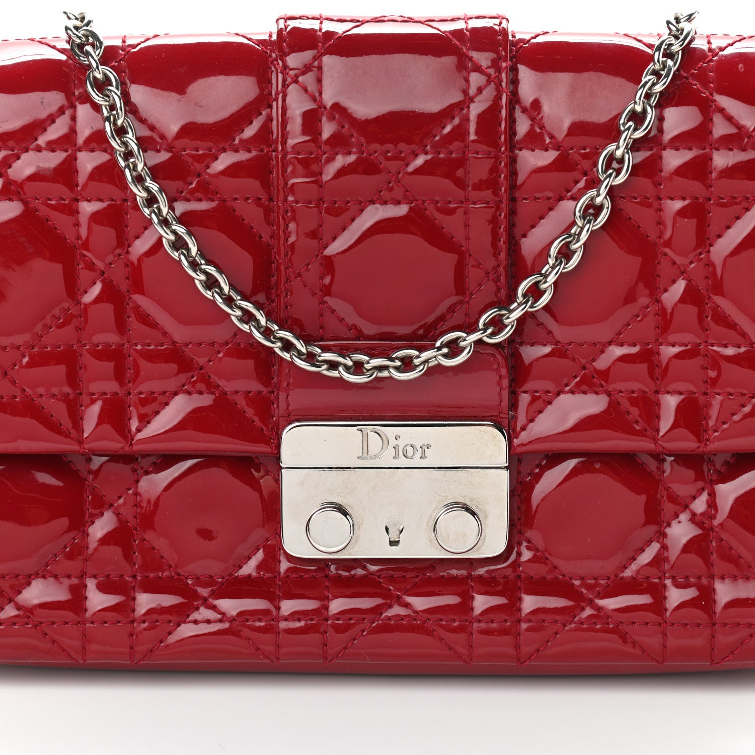Christian Dior Patent Cannage New Lock Pouch Red 8 of 15