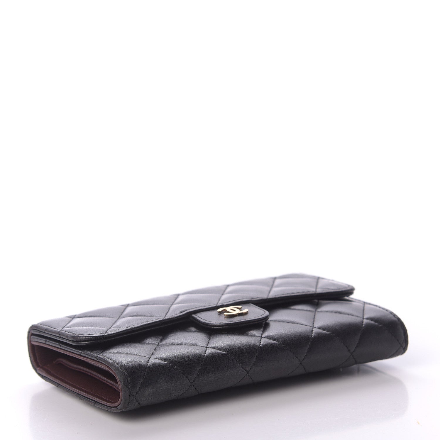 Chanel Lambskin Quilted Large Flap Wallet Black 4 of 12