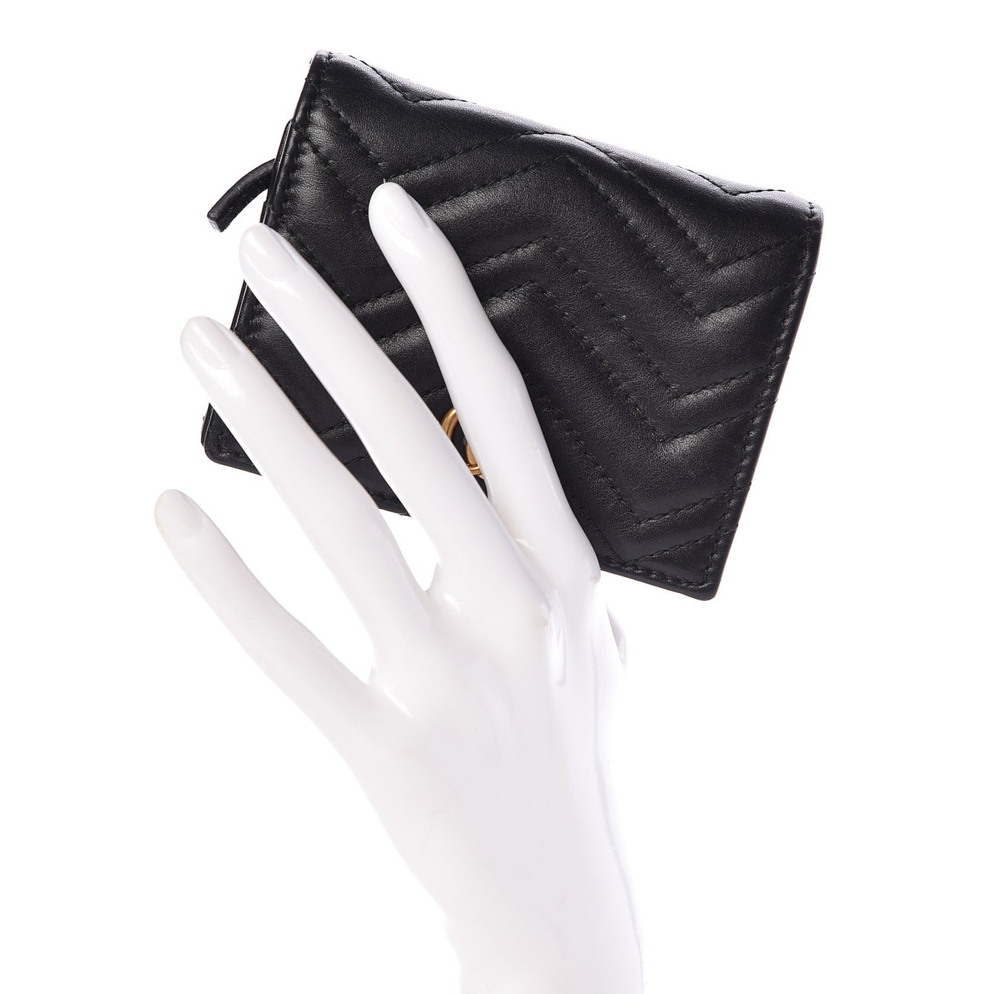 Calfskin Matelasse GG Marmont Card Case Wallet Black