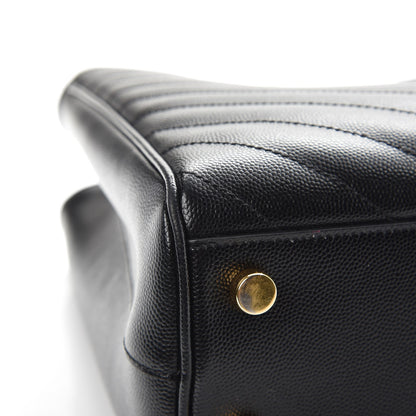 Saint Laurent Grain De Poudre Matelasse Chevron Monogram Shopping Bag Black 9 of 9