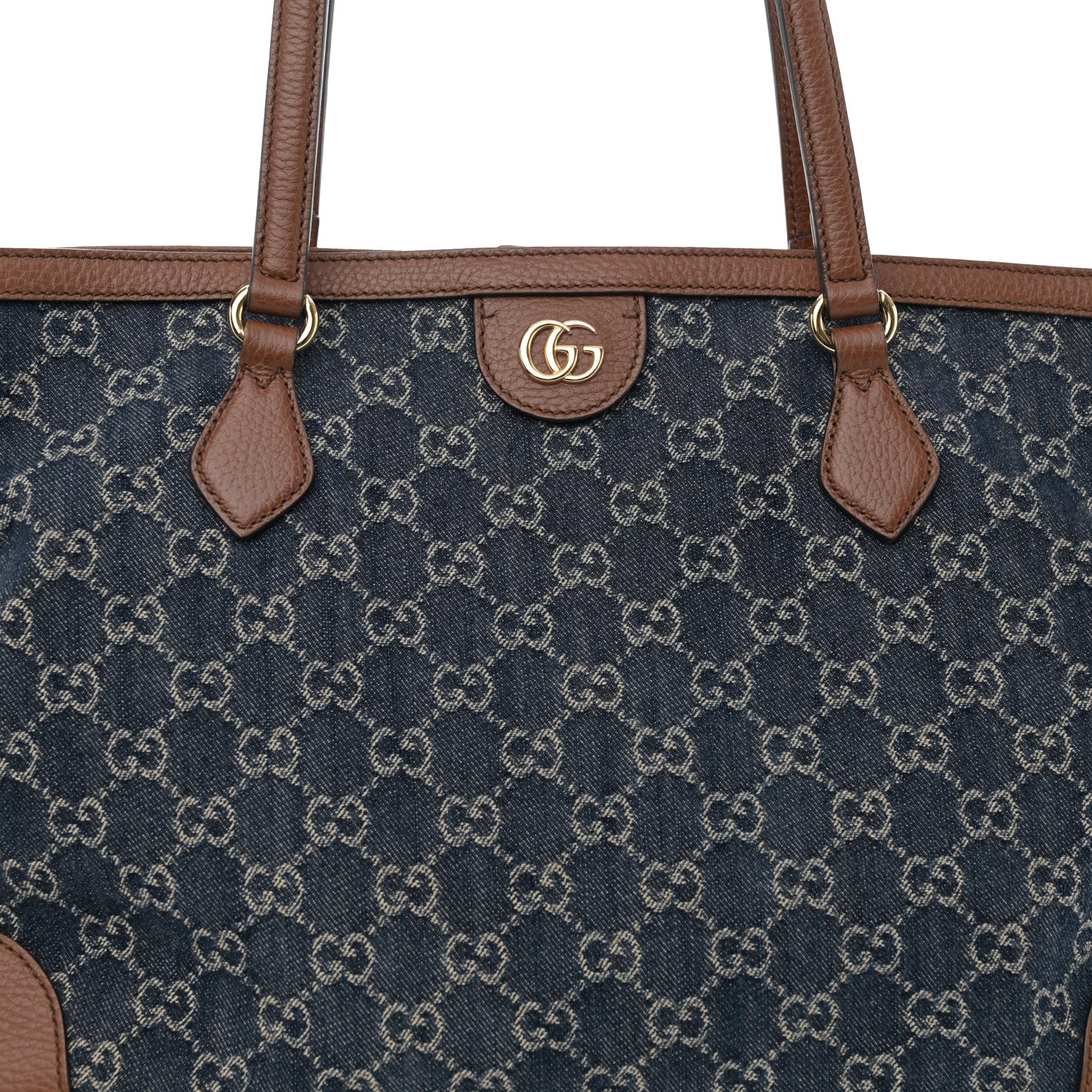 Gucci New Denim GG Monogram Medium Ophidia Shopping Tote Blue Tea Cuir 8 of 10
