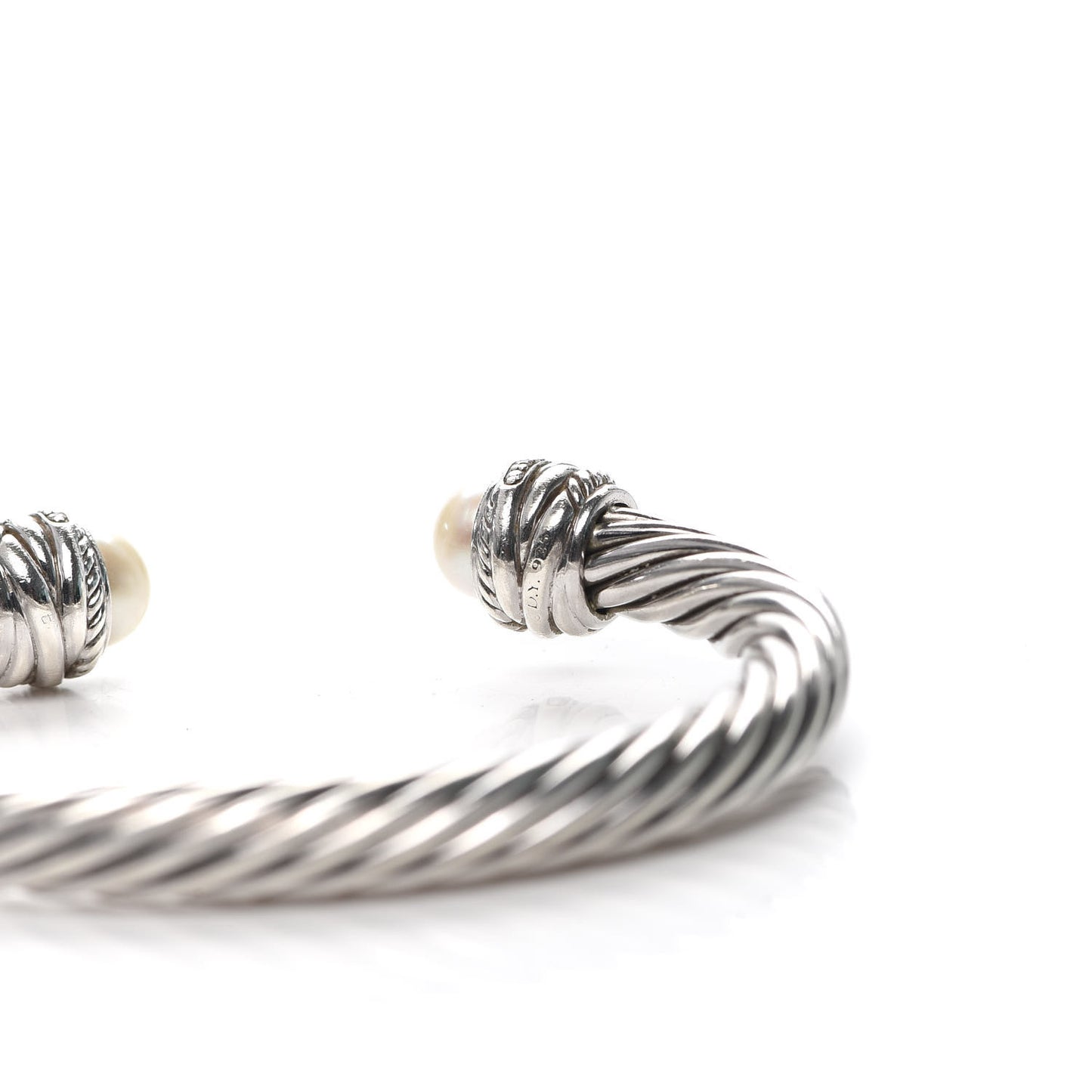 Sterling Silver Diamond Pearl 7mm Crossover Bracelet