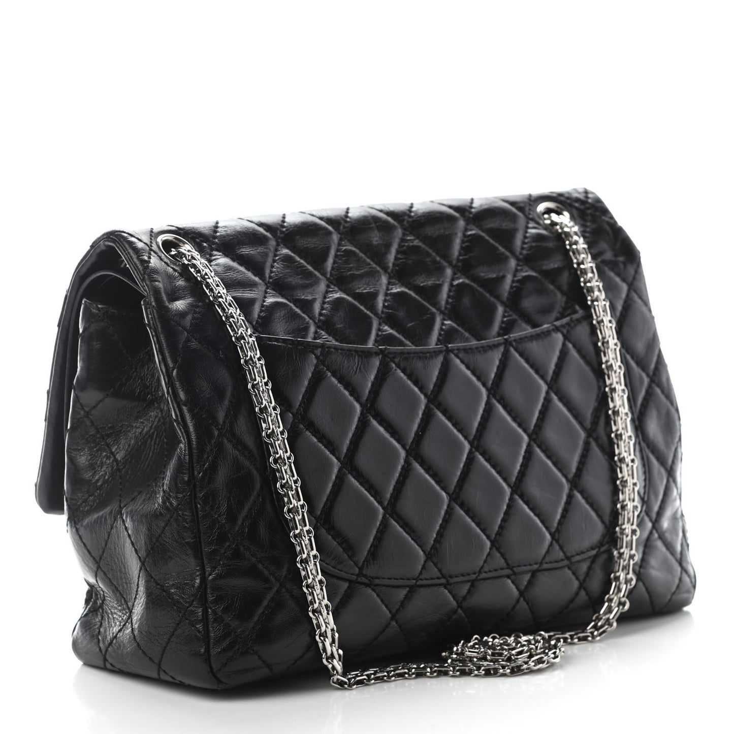 Glazed Calfskin Quilted Surpique 2.55 Reissue Flap Black