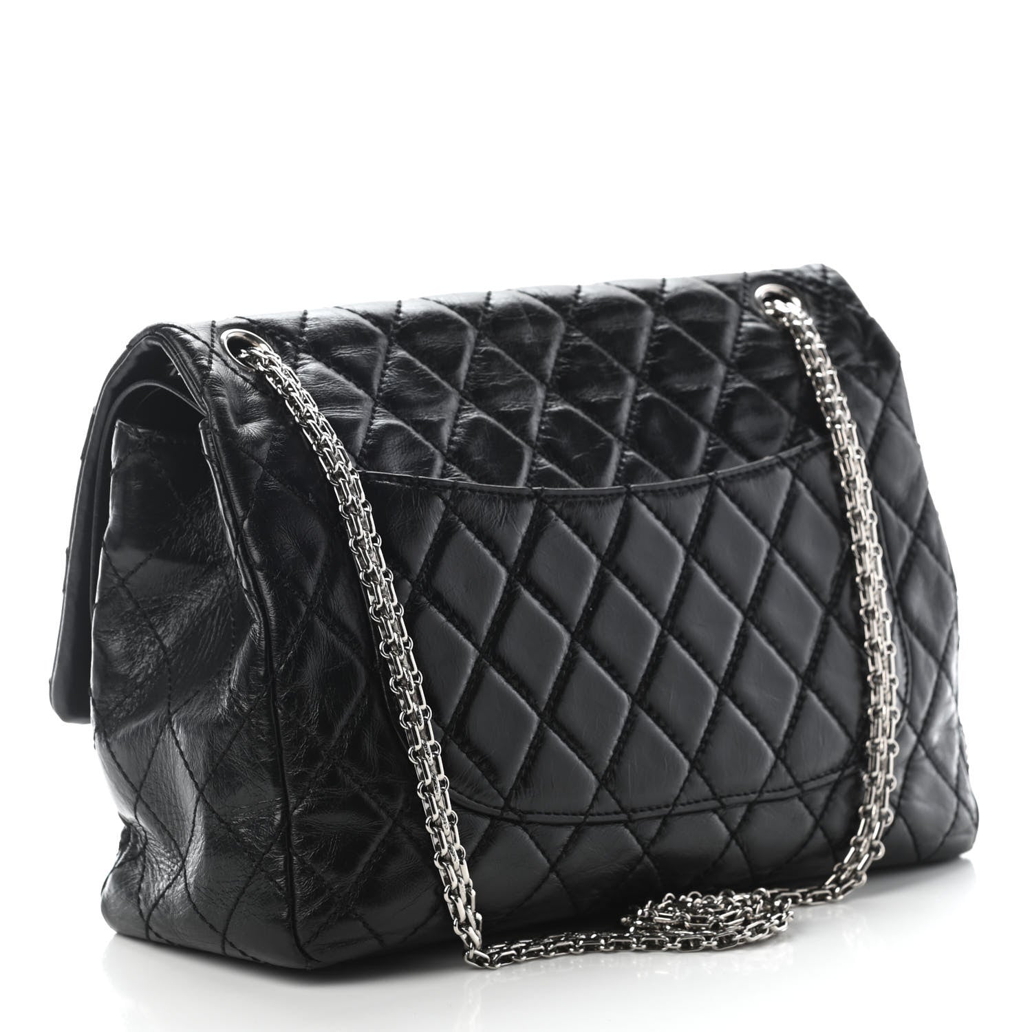 Chanel Glazed Calfskin Quilted Surpique 2.55 Reissue Flap Black 2 of 9