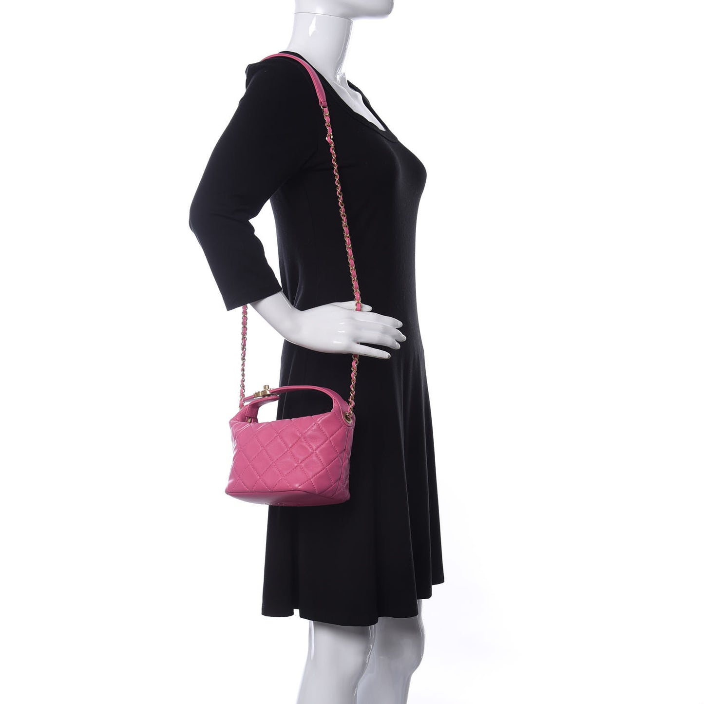 Lambskin Quilted Small Perfect Meeting Hobo Pink