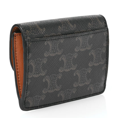 Celine Triomphe Canvas Calfskin Flap Card Holder Tan 3 of 9