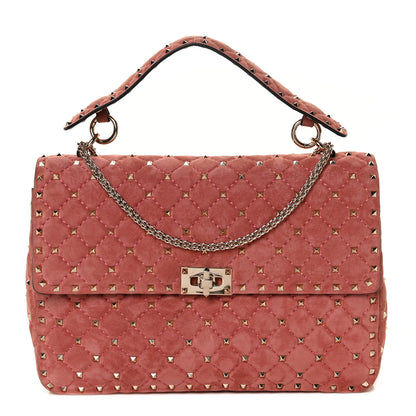 Valentino Garavani Suede Medium Rockstud Spike Shoulder Bag Antico Rosa 1 of 8