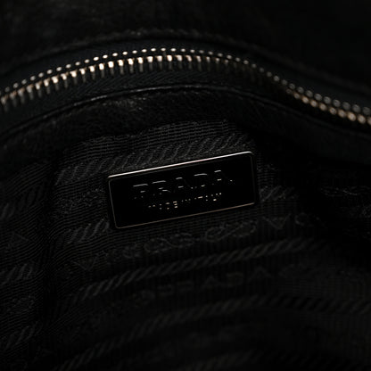 Prada Cervo Antik Easy A Foldover Pushlock Flap Shoulder Bag Black 6 of 15