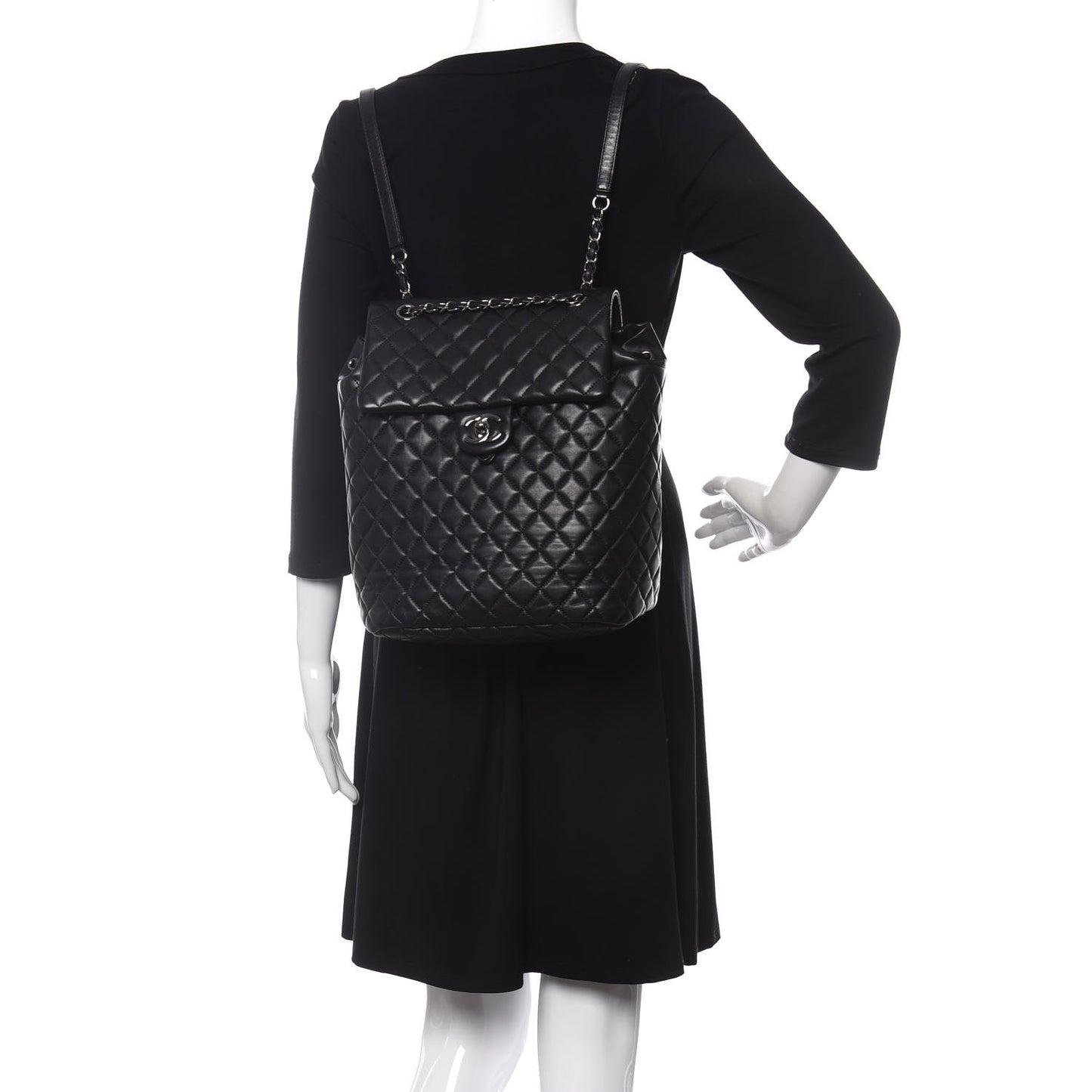 Lambskin Quilted Large Urban Spirit Backpack Black