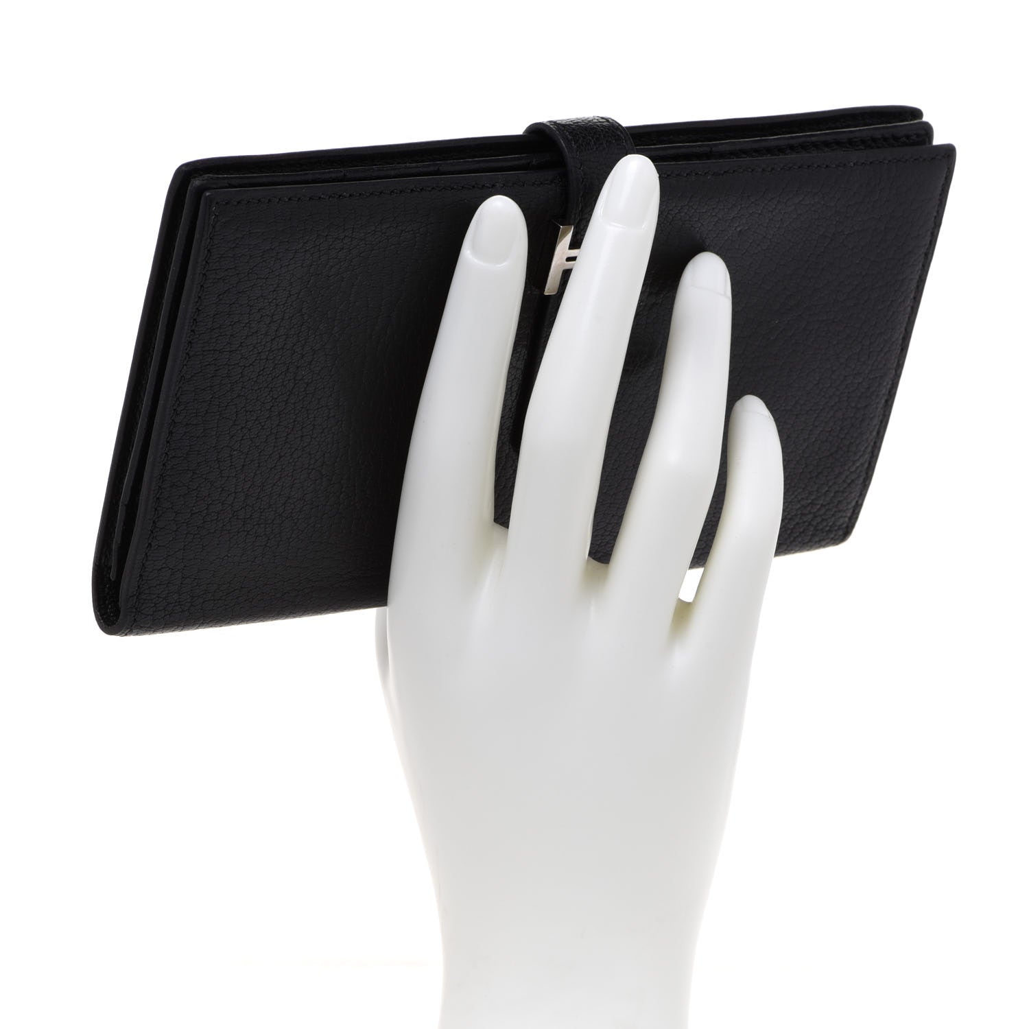 Hermes Chevre Mysore Bearn Gusset Wallet Black 2 of 11