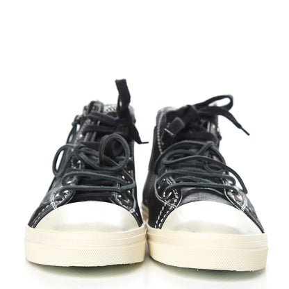 Saint Laurent Distressed Calfskin Womens Rivingston Womens High Top Sneakers 41 Black 2 of 11