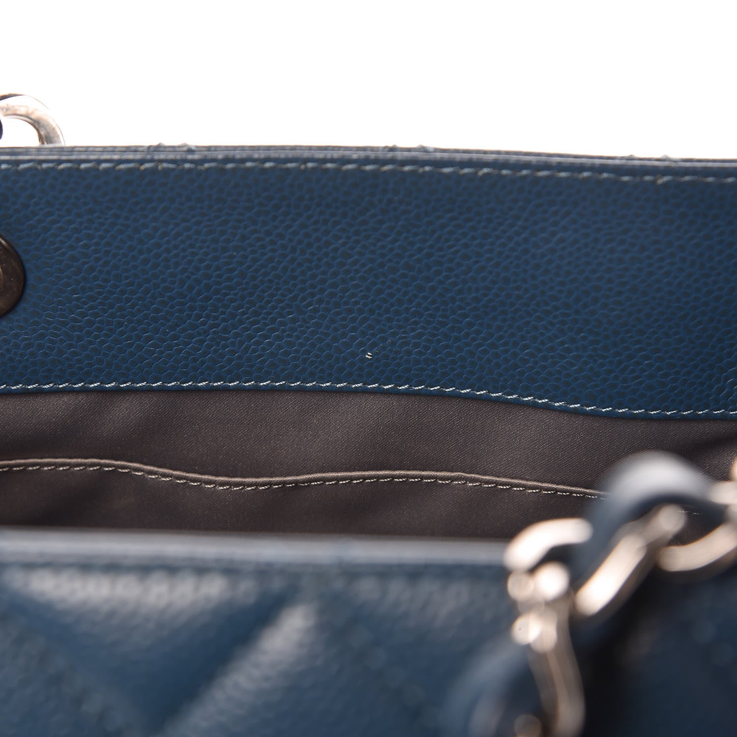 Chanel Caviar Quilted XL Grand Shopping Tote GST Navy Blue 14 of 15