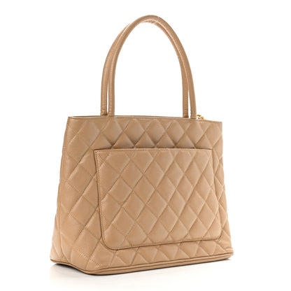 Chanel Caviar Quilted Medallion Tote Beige 3 of 12