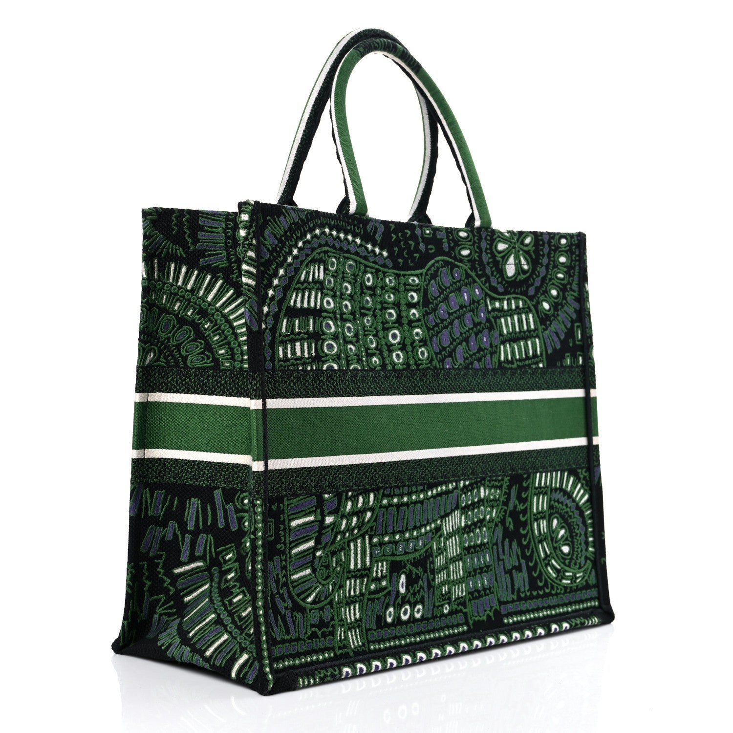 Christian Dior Canvas Embroidered Dior Animals Elephant Book Tote