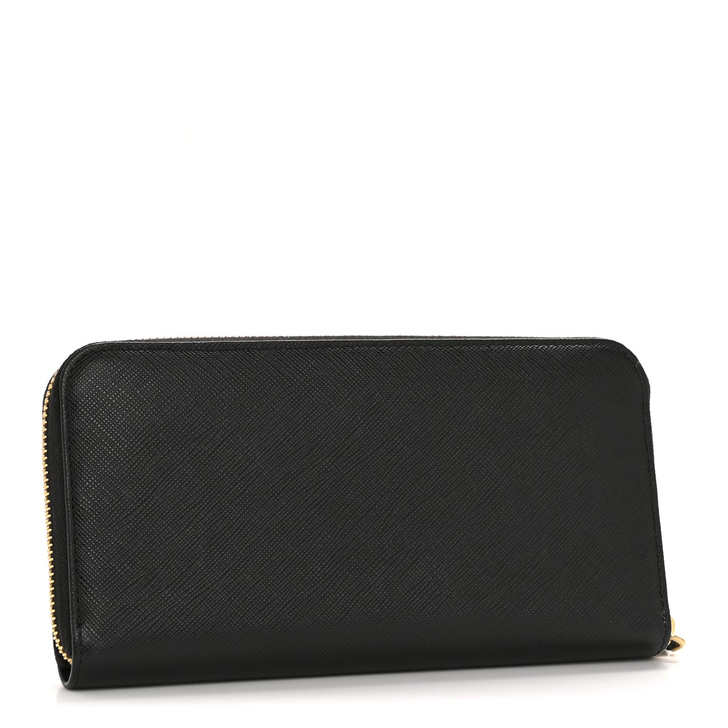 Saffiano Triangle Zip Around Wallet Black