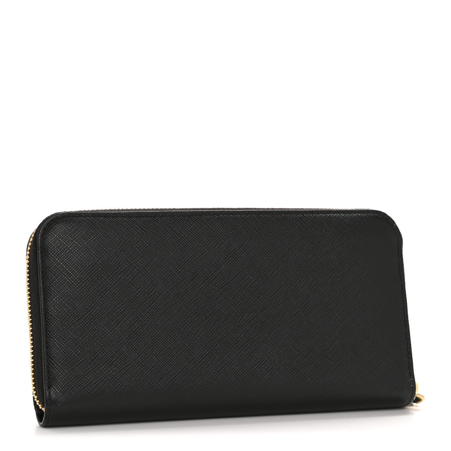Prada Saffiano Triangle Zip Around Wallet Black 3 of 9