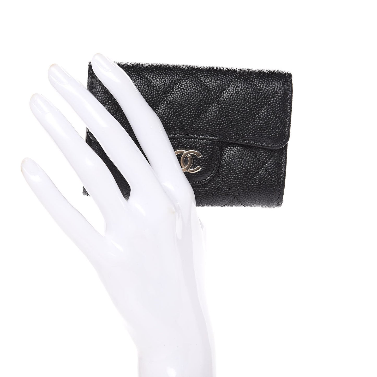 Caviar Quilted Classic 4 Key Holder Wallet Black