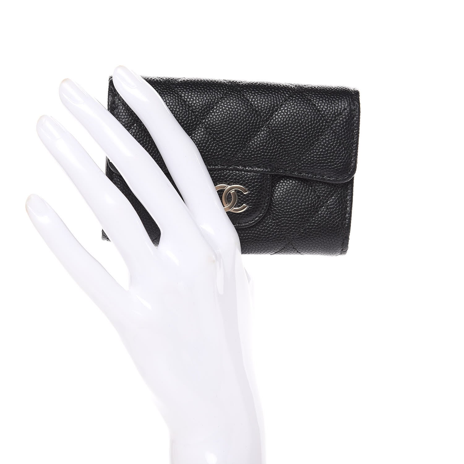Chanel Caviar Quilted Classic 4 Key Holder Wallet Black 2 of 9