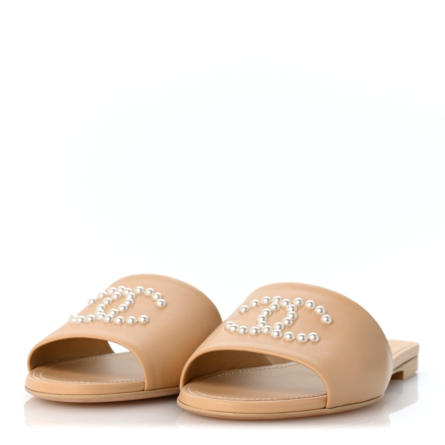 Chanel Lambskin Pearl CC Sandals 39 Black 4 of 10