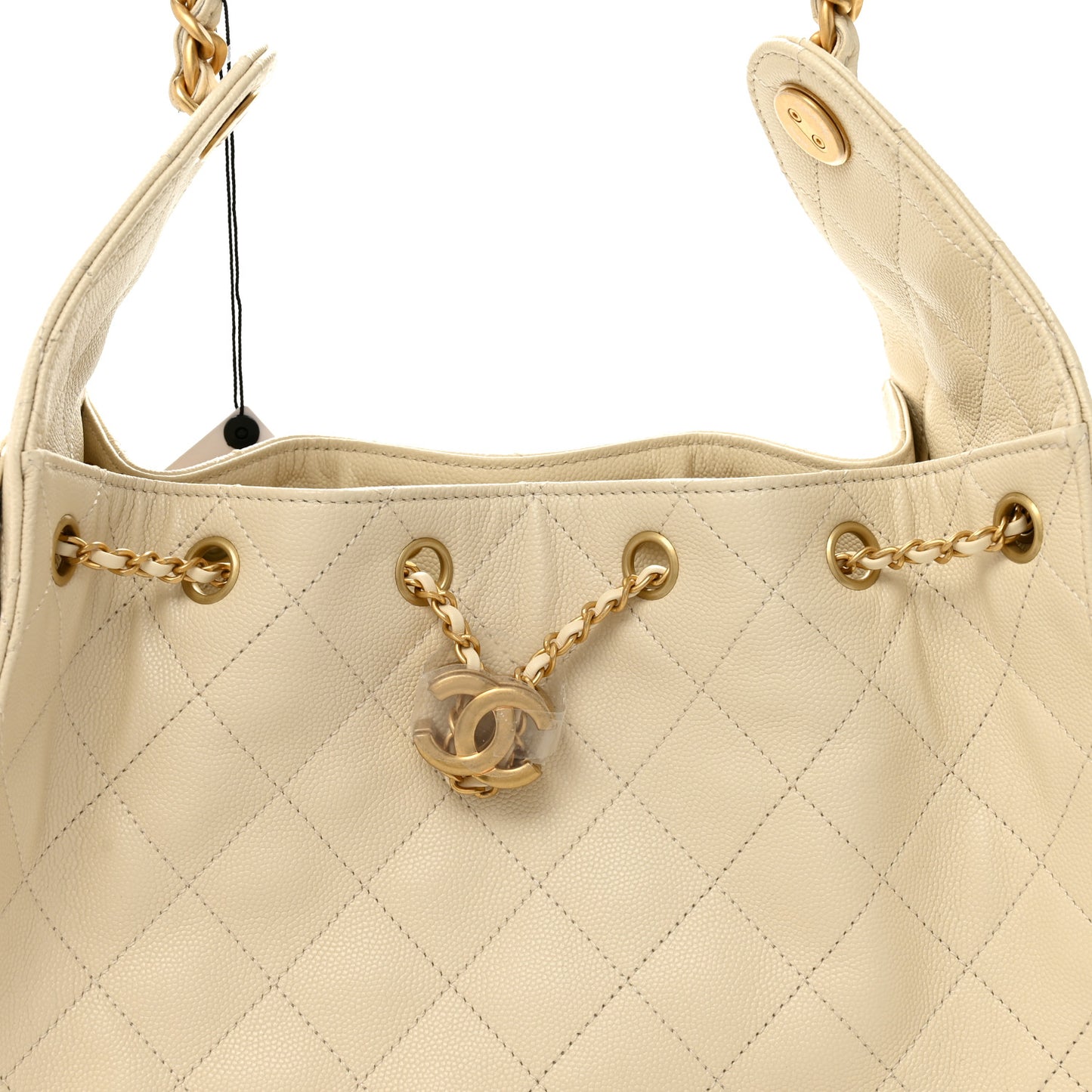 Caviar Quilted Small Chanel 25 Handbag Light Beige