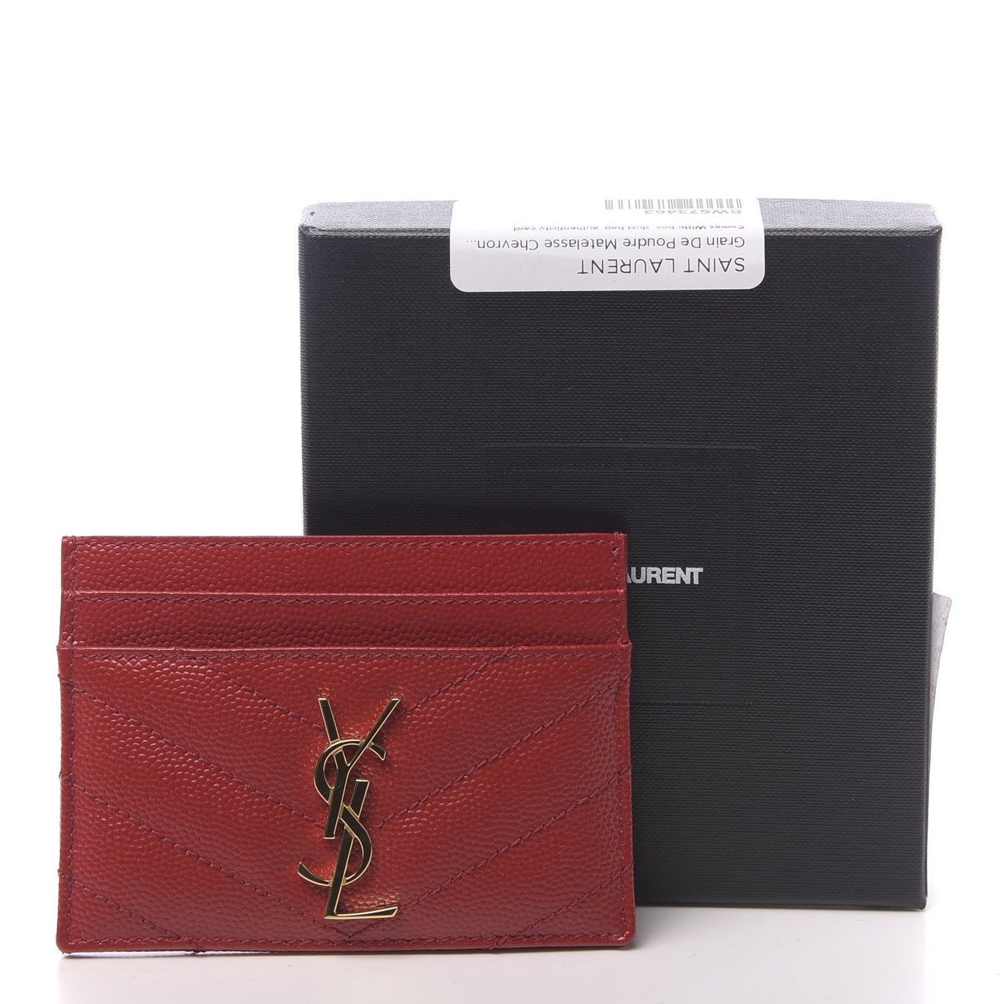 Grain De Poudre Matelasse Chevron Monogram Credit Card Case New Red