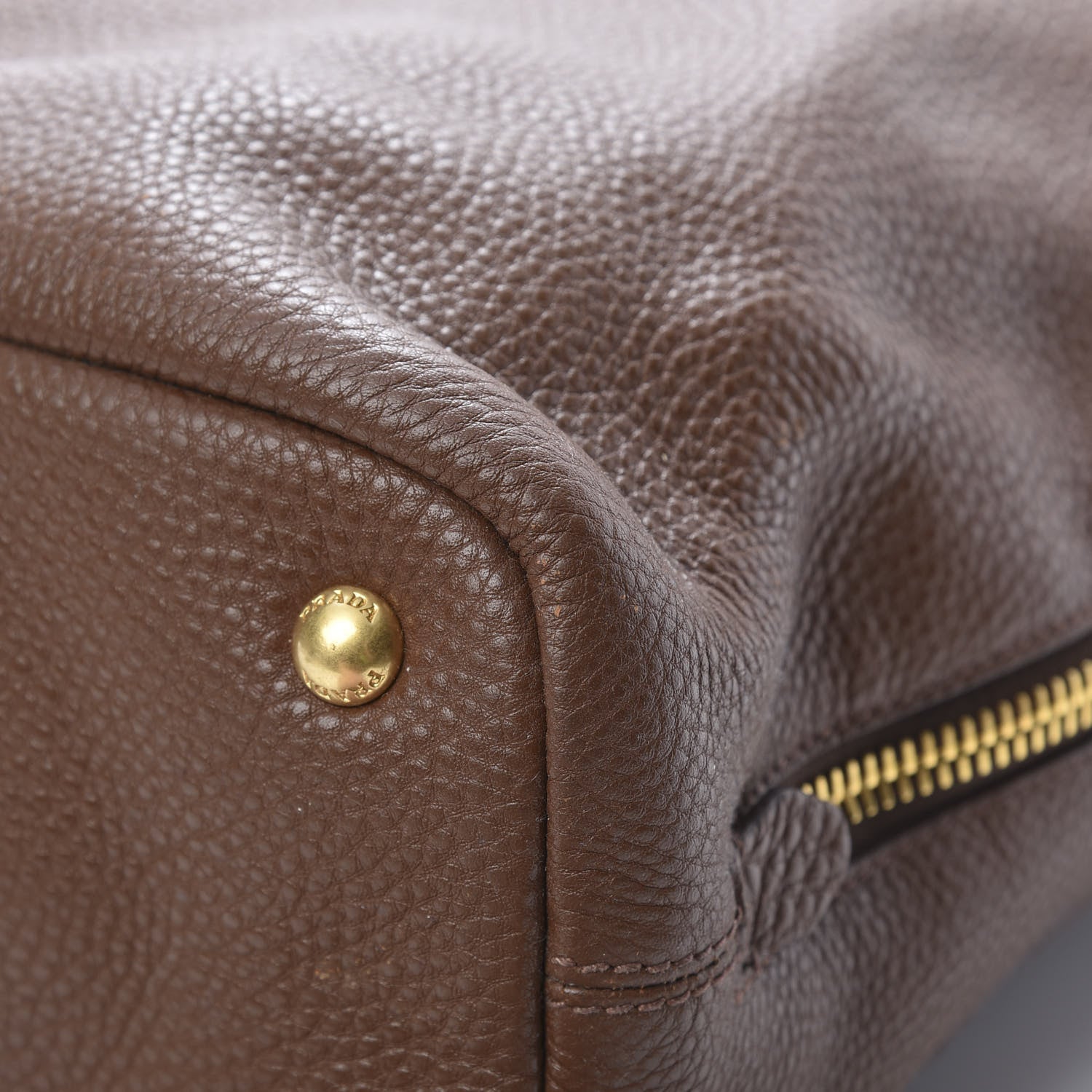 Prada Vitello Daino Side Zip Tote Tabacco 12 of 17