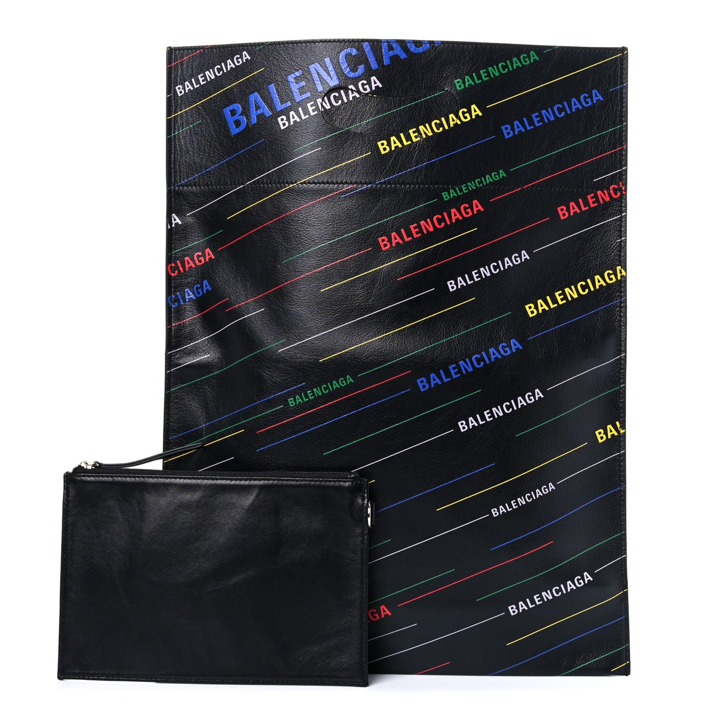 Calfskin Allover Logo Clutch Black Multicolor