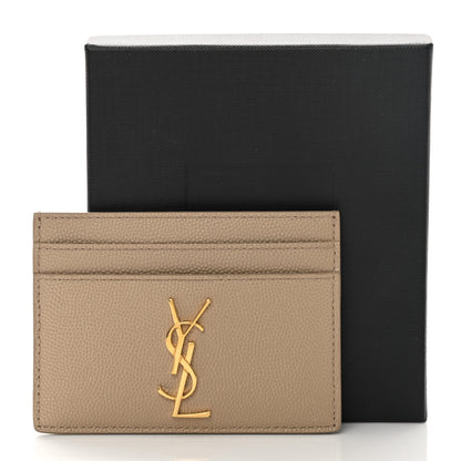 Saint Laurent Grain De Poudre Monogram Credit Card Case Nude Powder 10 of 10
