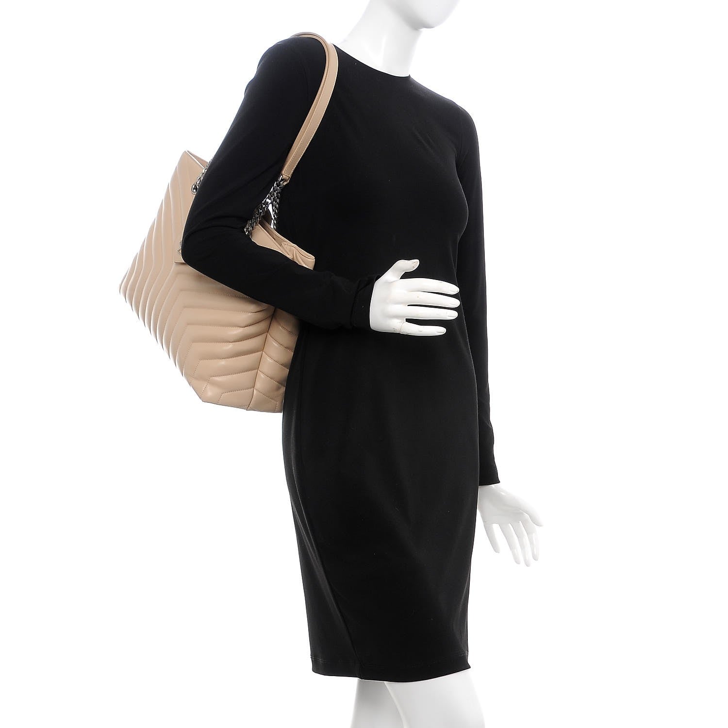 Saint Laurent Calfskin Y Quilted Monogram Large Loulou Shopper Nude Powder 2 of 9