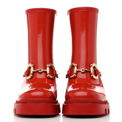 Gucci Rubber Womens Horsebit Ankle Boots 35 Maple Red 2 of 8
