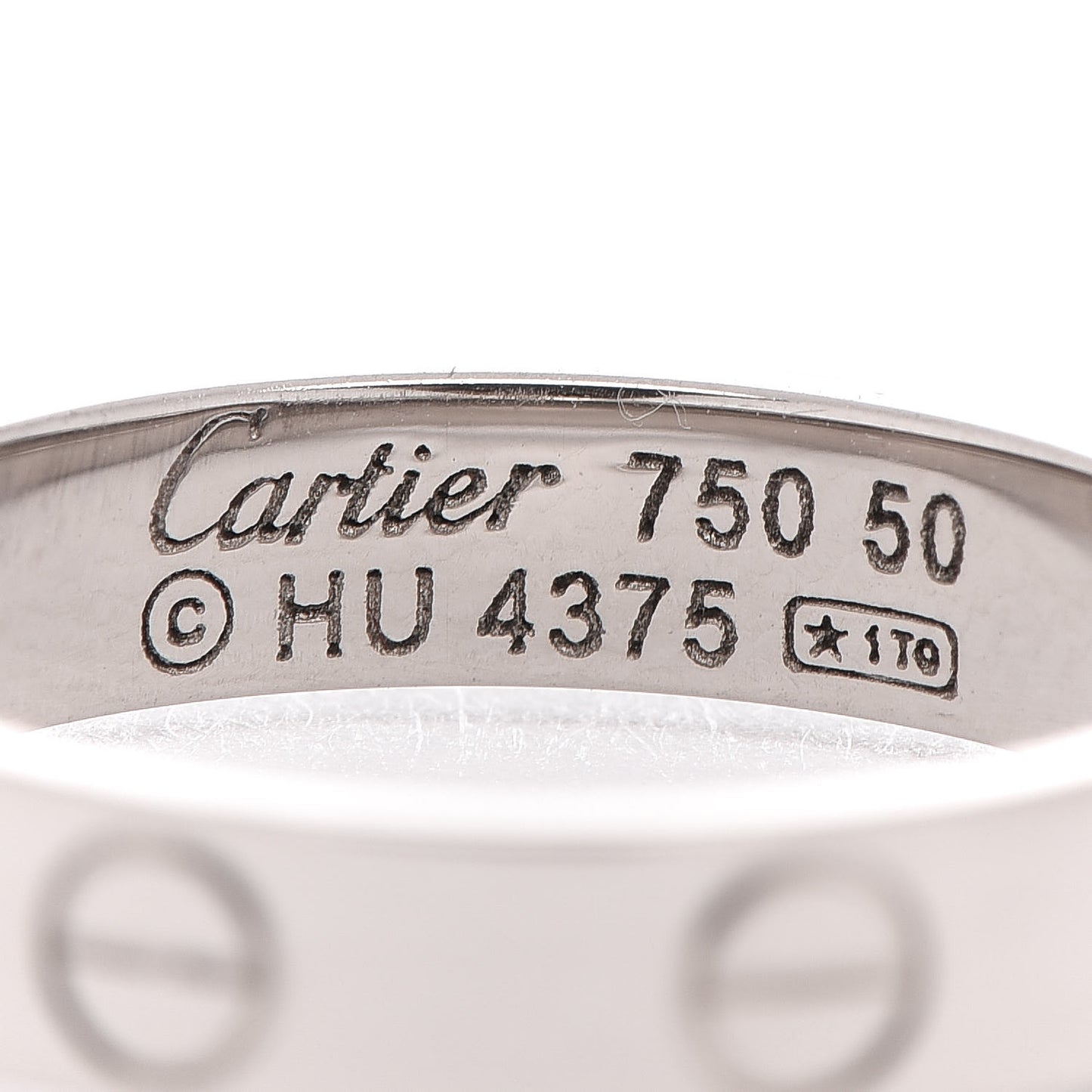 18K White Gold 3.5mm LOVE Wedding Band Ring 50 5.25