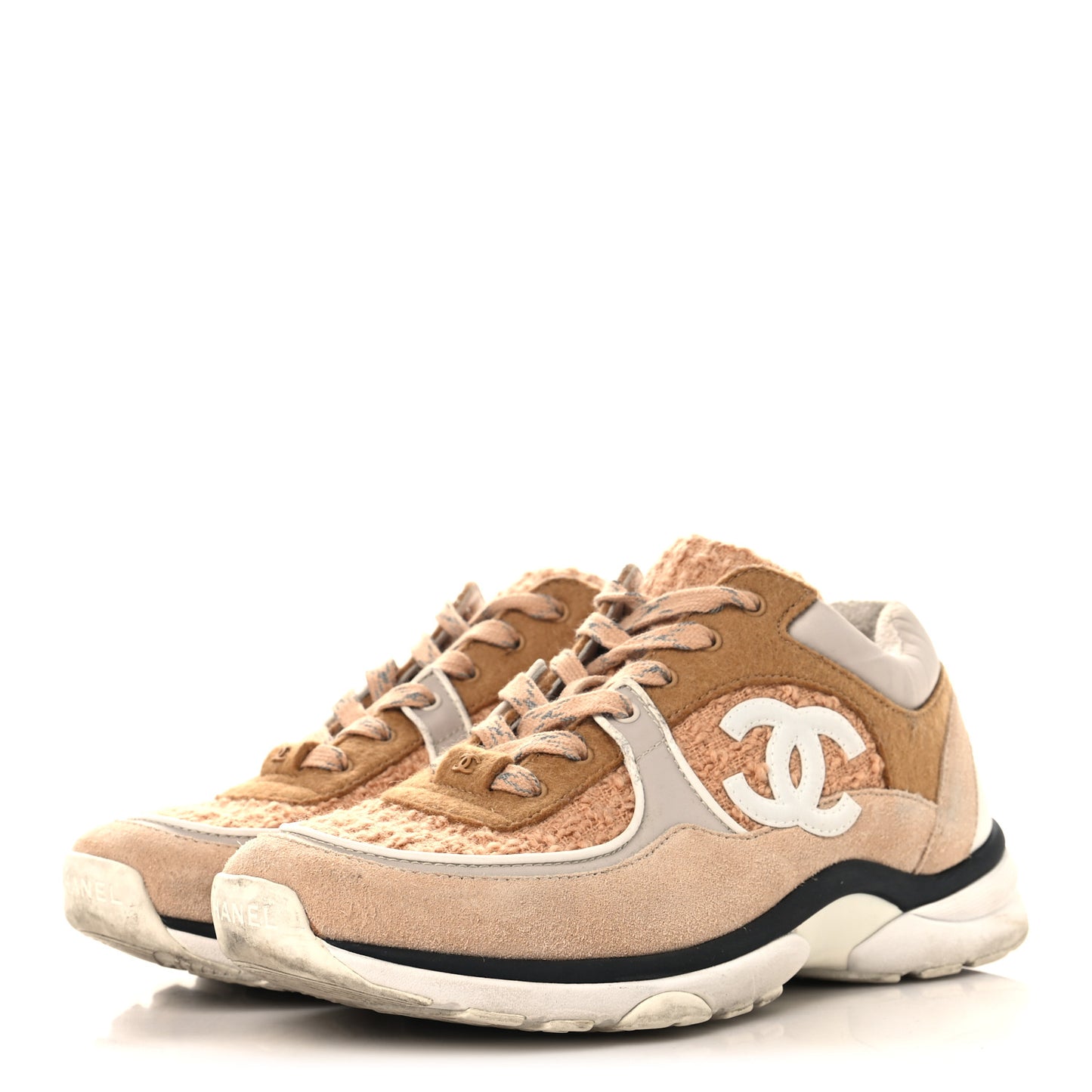 Suede Tweed Felt CC Sneakers 39 Beige