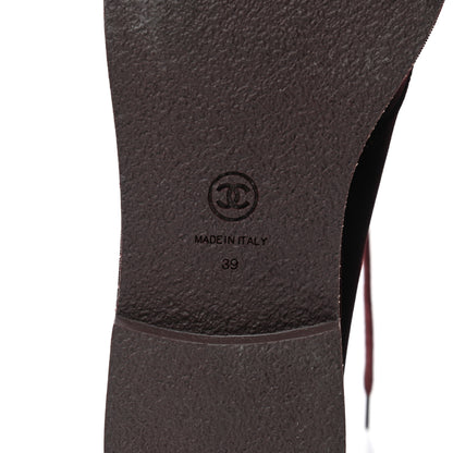 Chanel Velvet CC Lace Up Boots 39 Burgundy 6 of 8