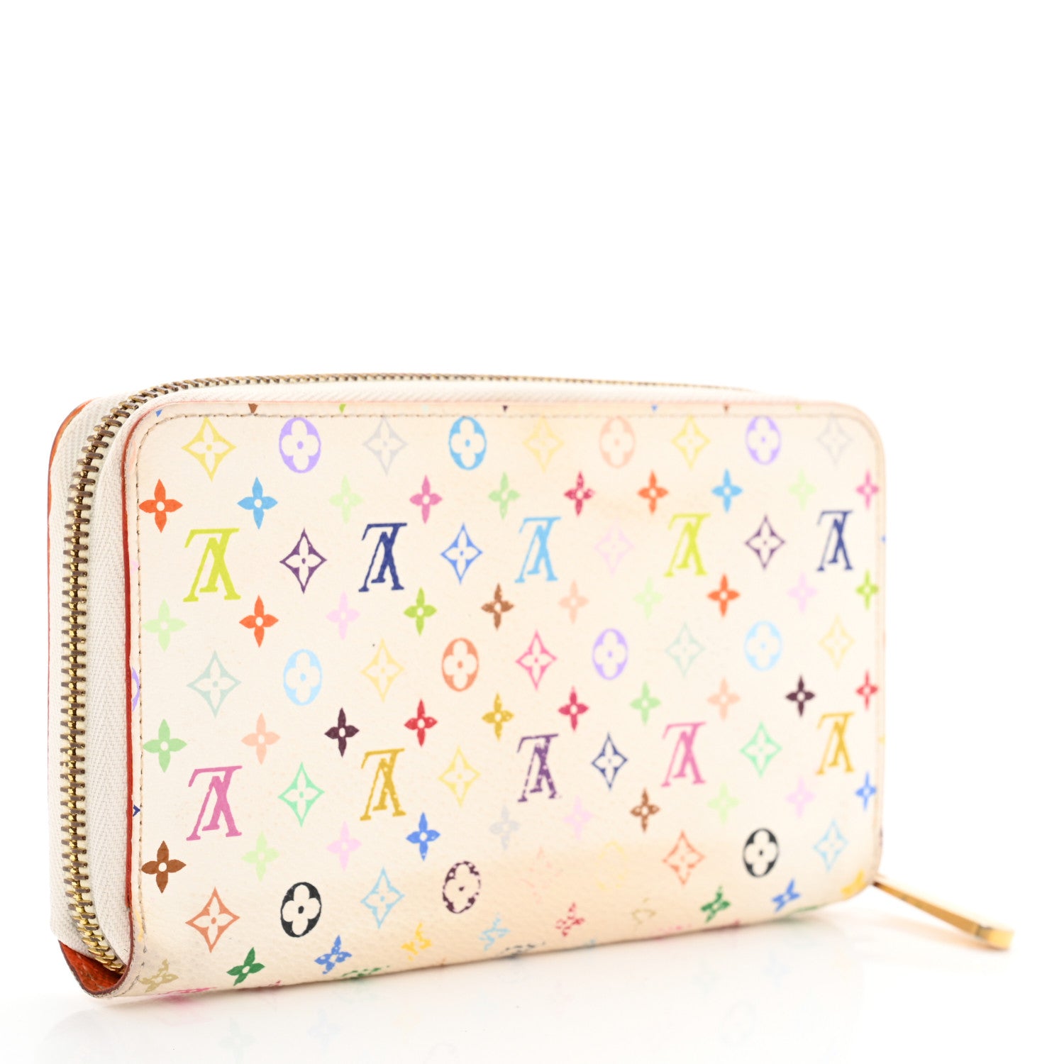 Louis Vuitton Monogram Multicolor Zippy Wallet White Orange 3 of 12