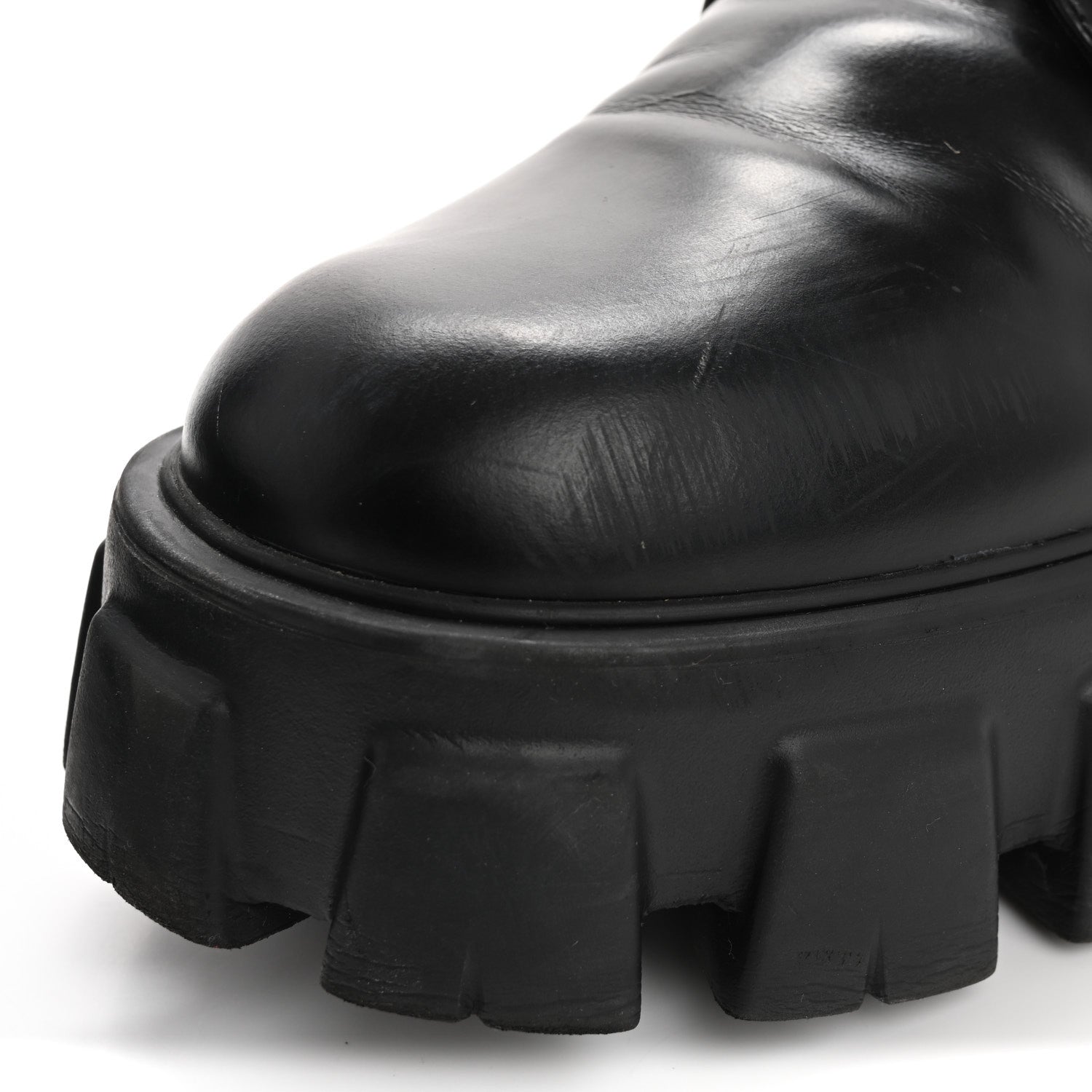 Prada Spazzolato Rois Re-Nylon Metal Triangle Logo Monolith Pouch Pocket 55mm Boots 41 Black 10 of 12