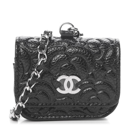 Chanel Caviar Camellia Embossed Airpods Pro Case Black 1 of 9