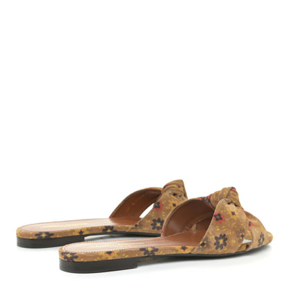 Saint Laurent Bianca Floral Suede Slide Sandals 37.5 Beige Multicolor 4 of 15