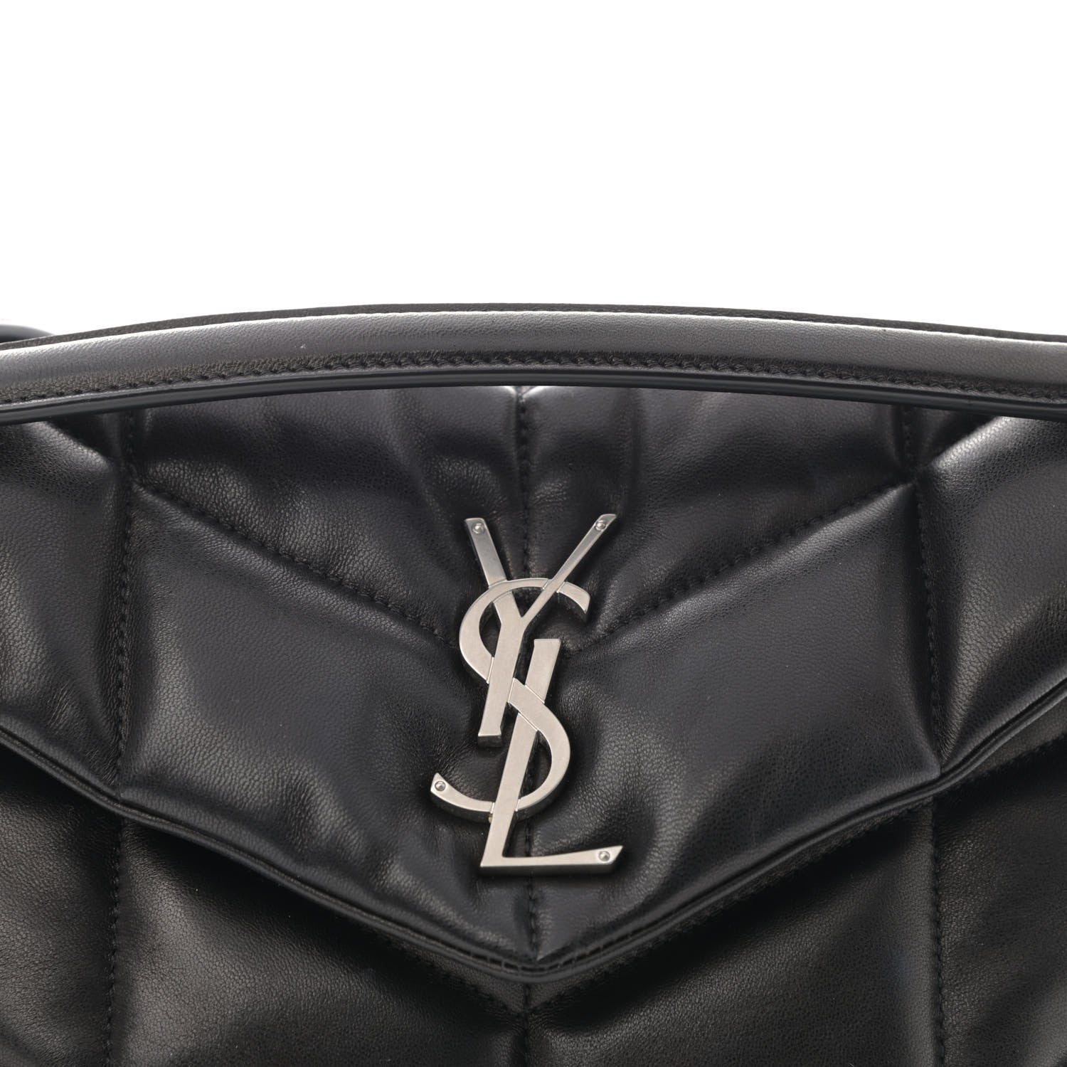 Saint Laurent Lambskin Quilted Small Loulou Puffer Monogram Chain Satchel Black 9 of 11
