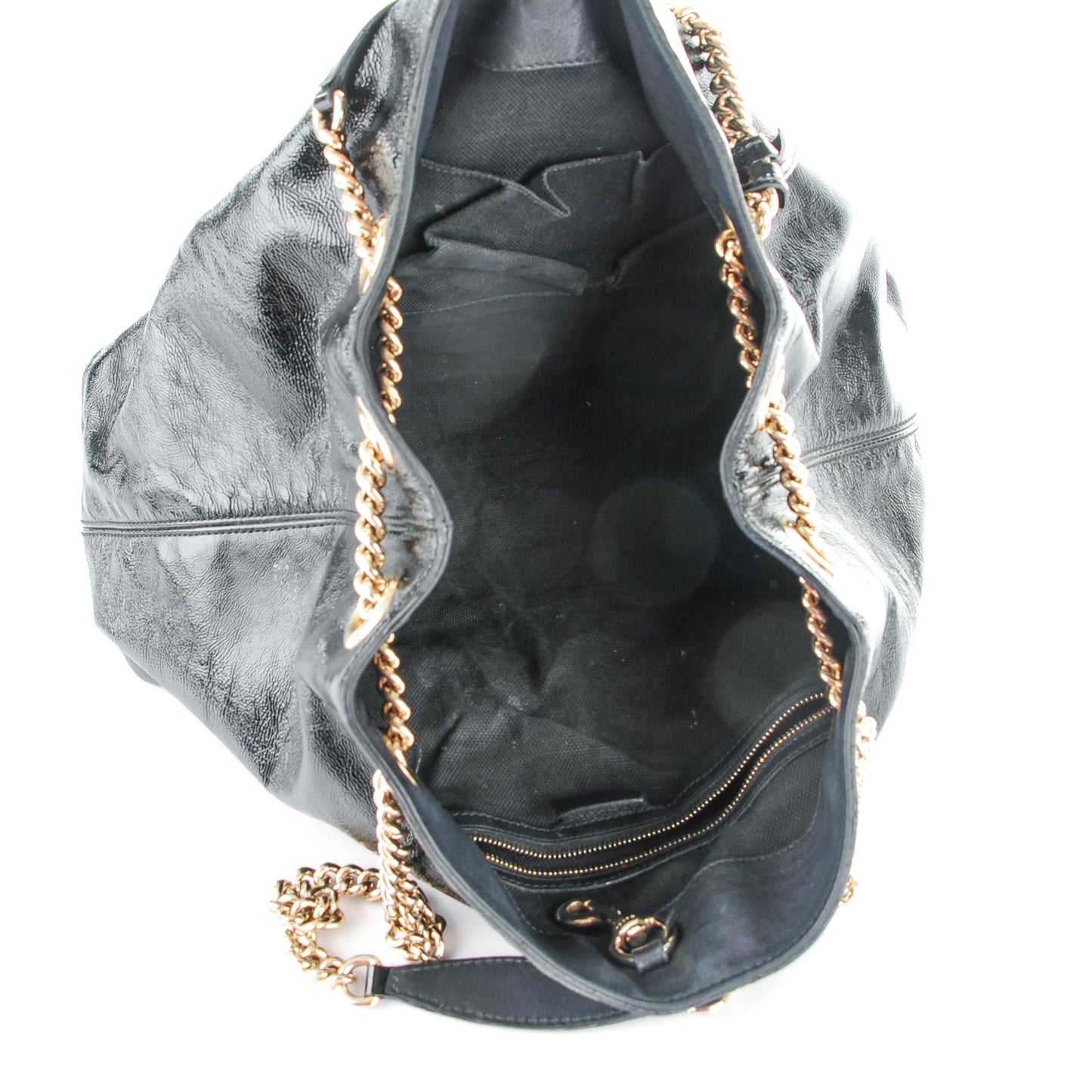 Patent Medium Soho Chain Shoulder Bag Black