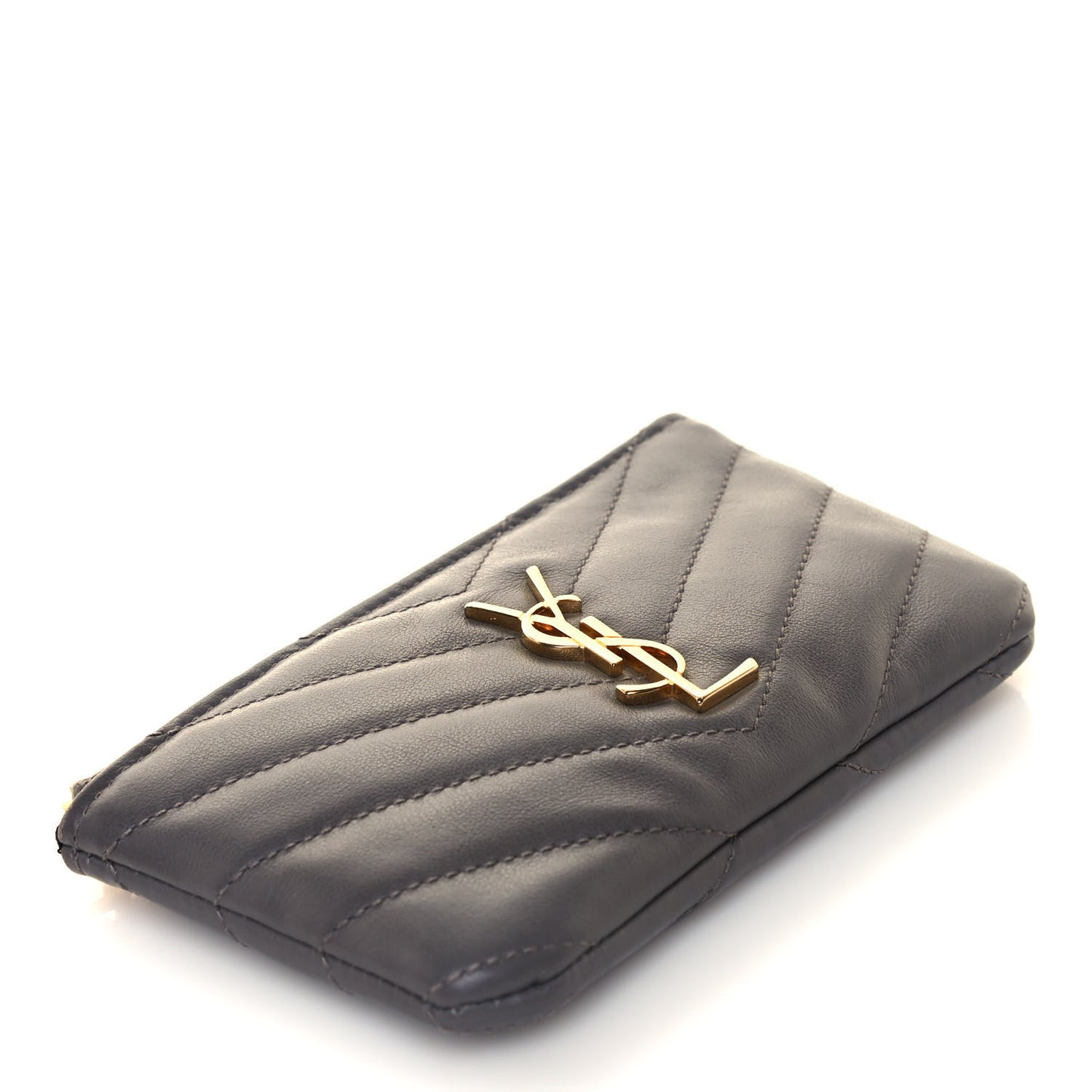 Calfskin Matelasse Monogram Key Pouch Fog