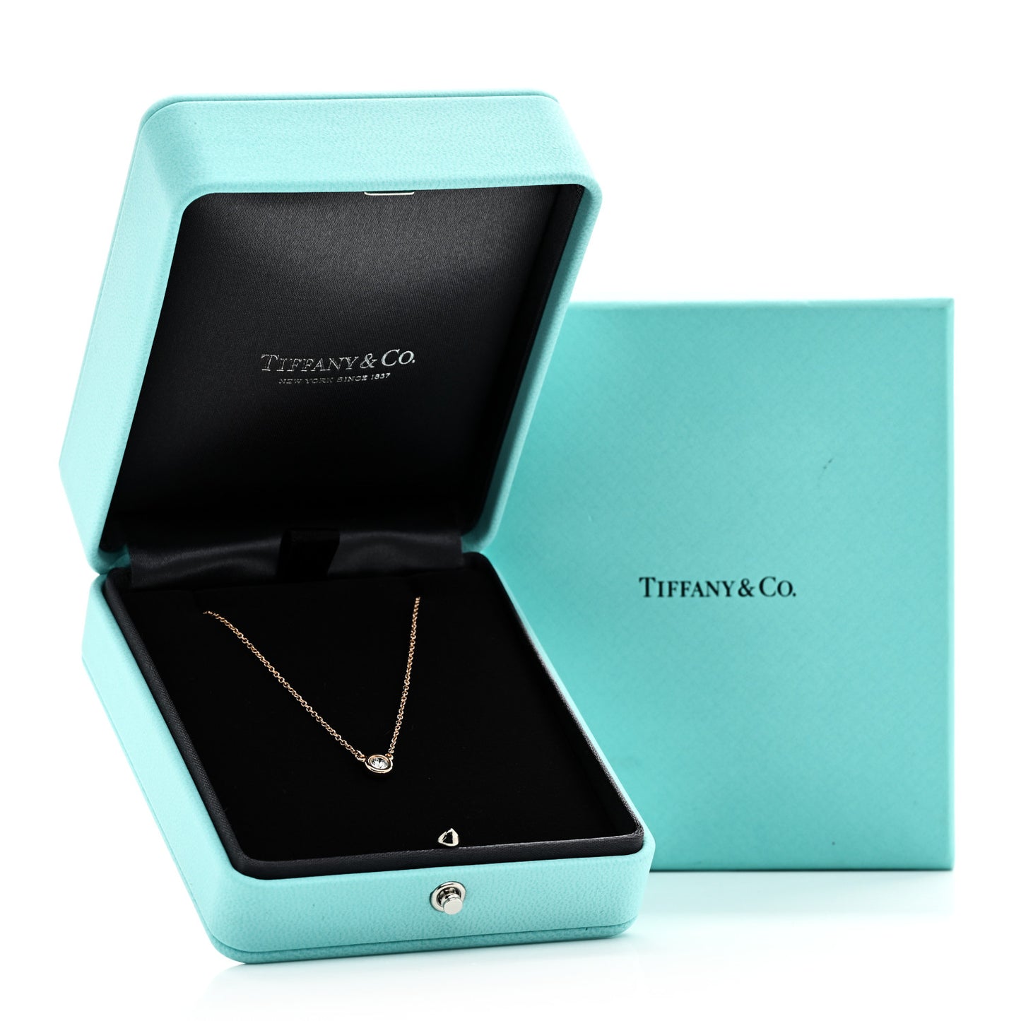 18K Rose Gold Diamond .17ct Elsa Peretti Diamonds by the Yard Pendant Necklace