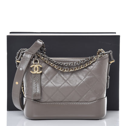 Chanel Aged Calfskin Quilted Small Gabrielle Hobo Grey 9 of 9