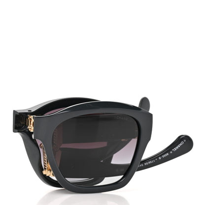 Chanel Acetate Metal Crystal Square Folding Sunglasses 6055-B Grey 8 of 9