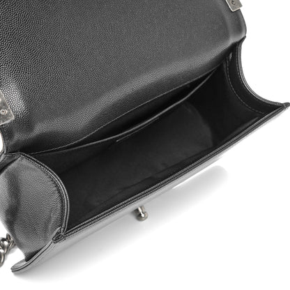 Chanel Caviar Chevron Quilted Medium Boy Flap Black 5 of 8